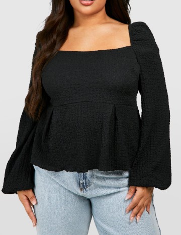 Bluza Boohoo Plus Size, negru