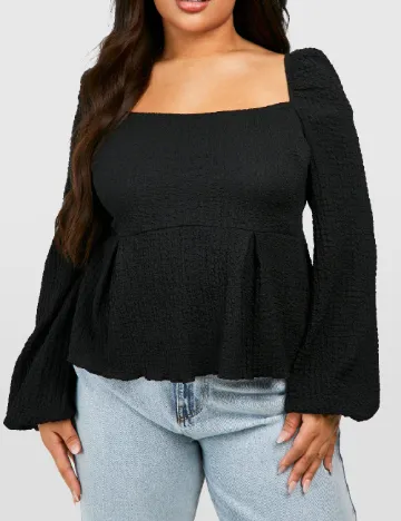 Bluza Boohoo Plus Size, negru Negru