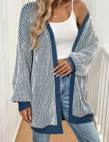 Cardigan SHEIN, alb/albastru Albastru