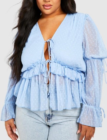 Camasa Boohoo Plus Size, bleu