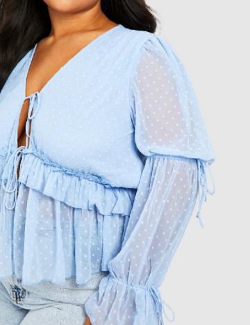 Camasa Boohoo Plus Size, bleu