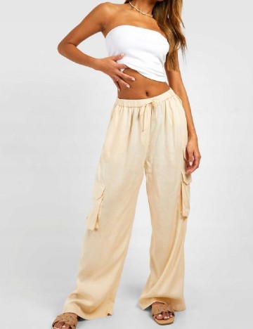 Pantaloni Boohoo, crem