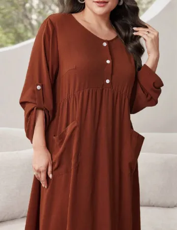 Rochie lunga SHEIN CURVE, caramiziu Maro