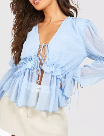 Bluza Boohoo, bleu Albastru