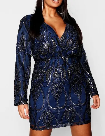 Rochie scurta Boohoo Plus Size, bleumarin Albastru