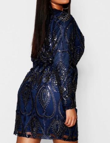 Rochie scurta Boohoo Plus Size, bleumarin