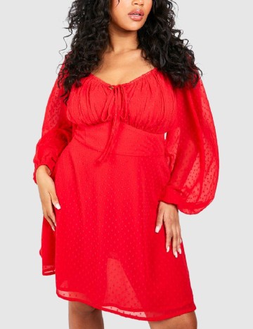 Rochie medie Boohoo Plus Size, rosu