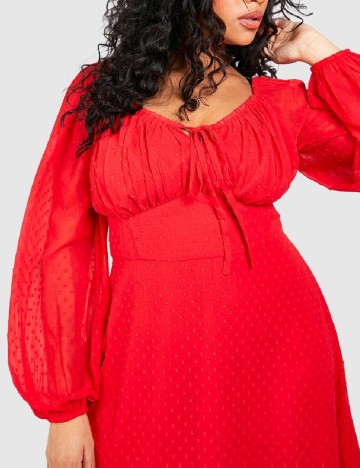 Rochie medie Boohoo Plus Size, rosu