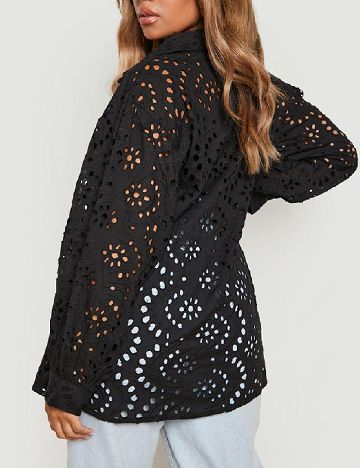 Camasa Boohoo Plus Size, negru