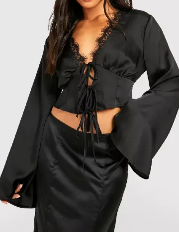 Top Boohoo, negru Negru