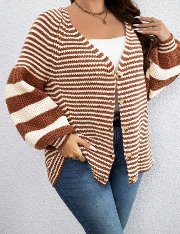 Cardigan SHEIN CURVE, maro