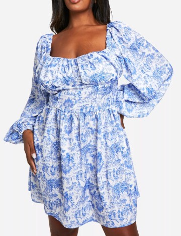 Rochie scurta Boohoo Plus Size, albastru