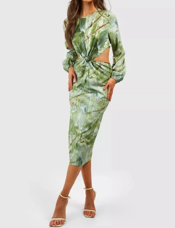 Rochie medie Boohoo, verde Verde