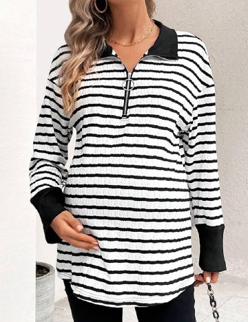 Bluza SHEIN Maternity, alb/negru