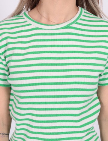 Tricou Jacqueline de Yong, verde/alb