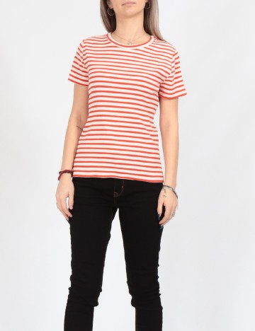 Tricou Jacqueline de Yong, portocaliu/alb