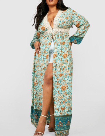 Kimono Boohoo Plus Size, bleu