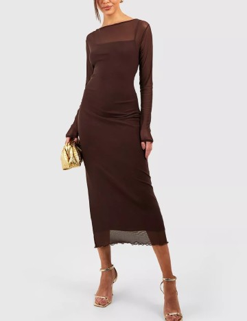 Rochie medie Boohoo, maro