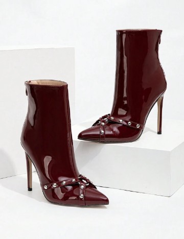 Botine SHEIN, burgundy