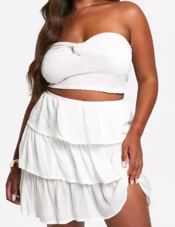 Fusta Boohoo Plus Size, alb Alb