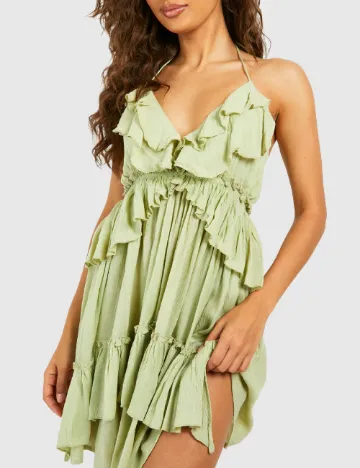 Rochie scurta Boohoo, verde Verde