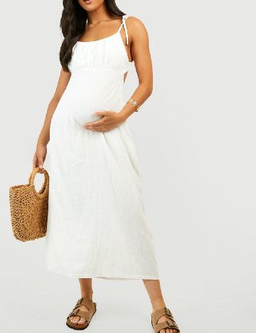 Rochie lunga Boohoo maternity, ecru