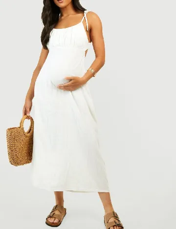 Rochie lunga Boohoo maternity, ecru Alb