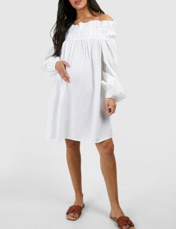 Rochie scurta Boohoo maternity, alb