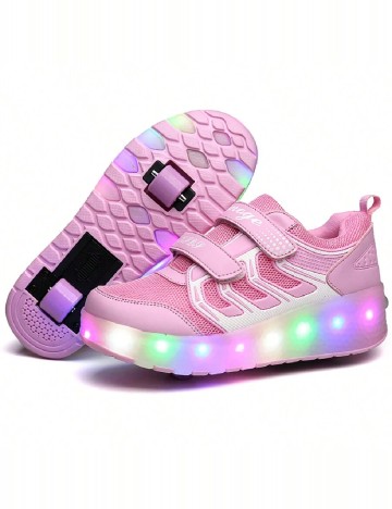 Adidasi cu luminite Shein Kids, roz