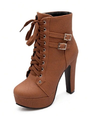 Botine SHEIN, maro