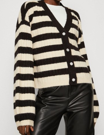 Cardigan Vero Moda, crem/negru