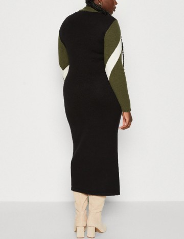 Rochie medie Vero Moda Curve, negru/verde