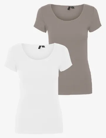 Set Tricouri 2 bucati Vero Moda, alb/gri