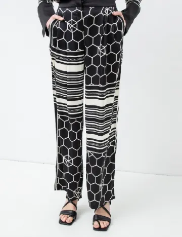 Pantaloni Vero Moda, negru/alb Negru