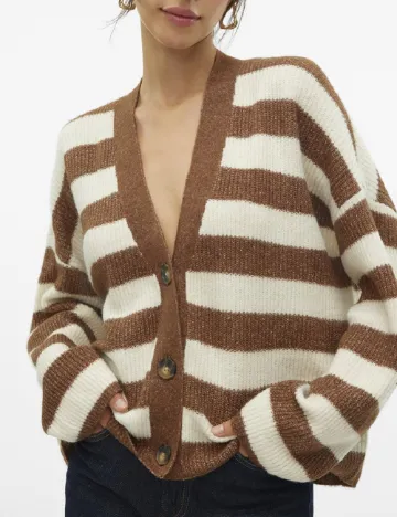 Cardigan Vero Moda, maro/alb Maro