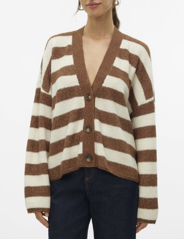 Cardigan Vero Moda, maro/alb