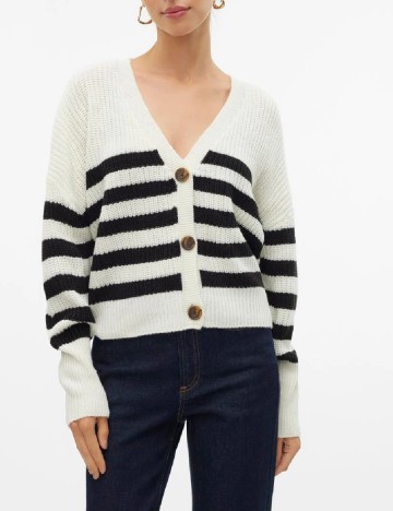 Cardigan Vero Moda, alb/negru