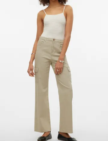 Pantaloni Vero Moda, bej Crem