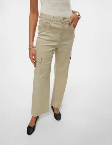 Pantaloni Vero Moda, bej Crem