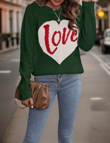 Pulover SHEIN CURVE, verde