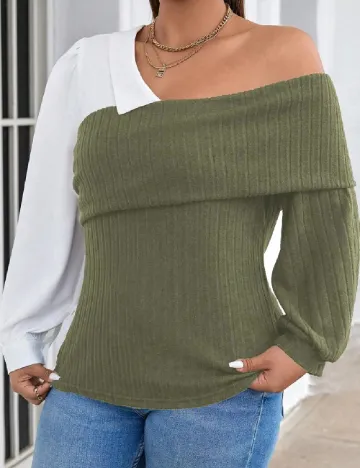 Bluza SHEIN CURVE, verde Verde