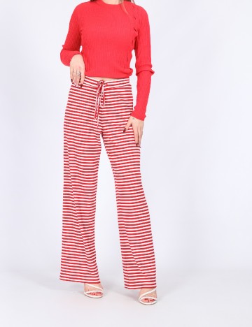 Pantaloni Pieces, rosu/alb