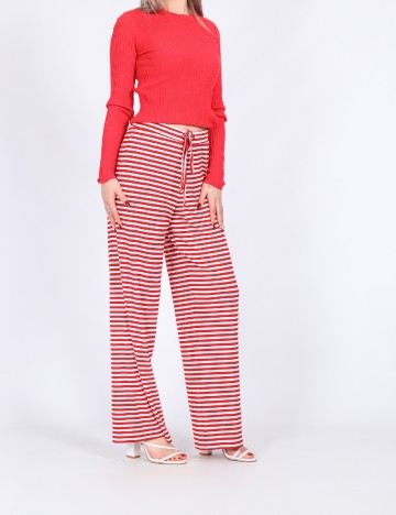 Pantaloni Pieces, rosu/alb