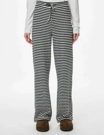 Pantaloni Pieces, alb/negru Negru