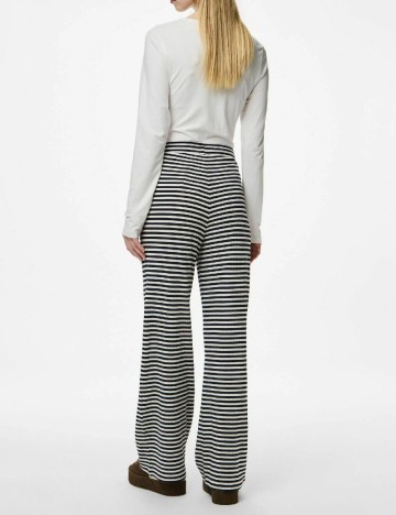 Pantaloni Pieces, alb/negru