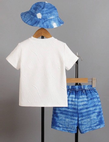 Compleu Shein Kids, alb/albastru