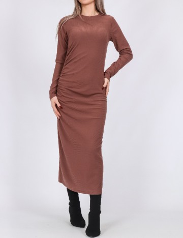 Rochie lunga Pieces, maro