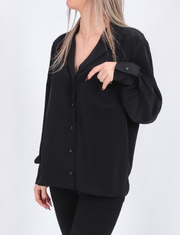 Camasa Oversize Pieces, negru