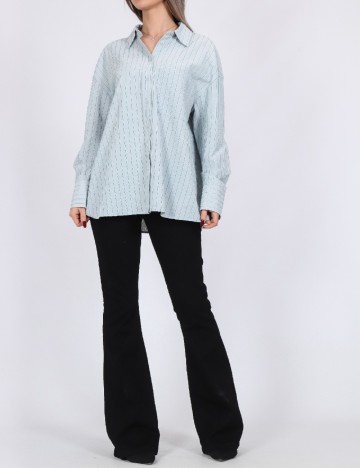 Camasa Oversize Pieces, bleu