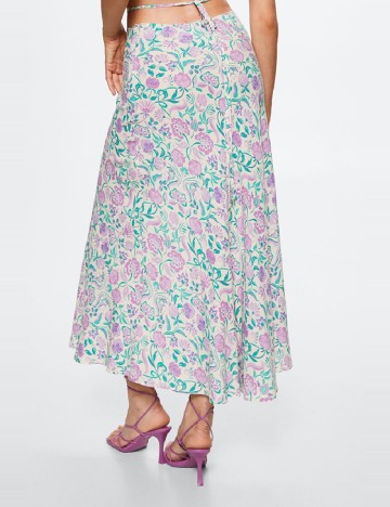 Fusta Mango Violeta, floral print